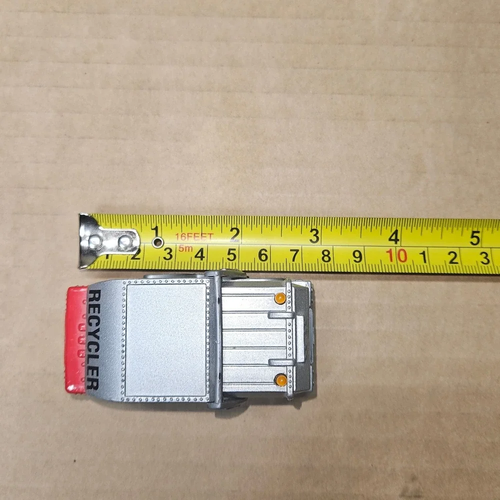 Matchbox Garbage Truck Lights/ Sound 1:64 Silver Red 1998 Recycler Die-cast Toy